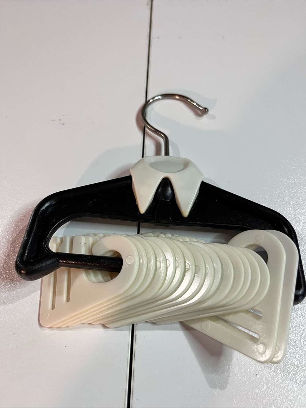 Vintage Mens 1970s Tie Hanger Holder Plastic Black & White